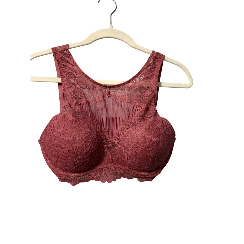 Victoria's Secret PINK Lace High Neck Bralette Mauve Rose Racerback Medium NEW
